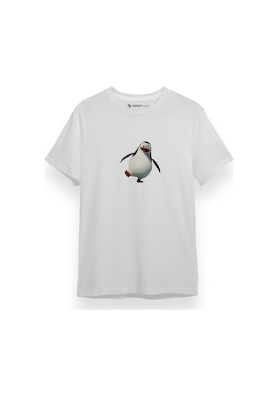Penguen Beyaz Kısa Kol Erkek Tshirt 001