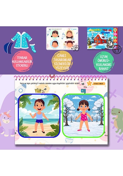Tekrar Kullanılabilir Stickerlı Yaz-sil Etkinlik Kitabım 2. Kitap