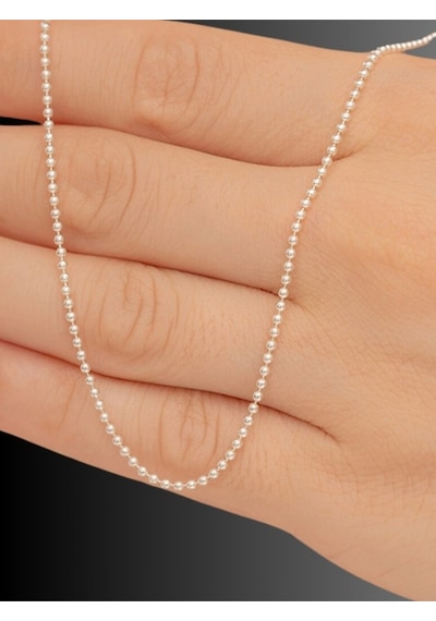 925 Ayar Gümüş Unisex Tırnak Makası Model Gümüş Top Zincir 1,5 Mm