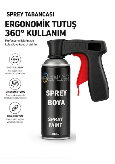 Universal Sprey Tetik Tabancası Boya Vernik Astar Pütür Spreyler İçin Püskürtme Aparatı 06 Siyah