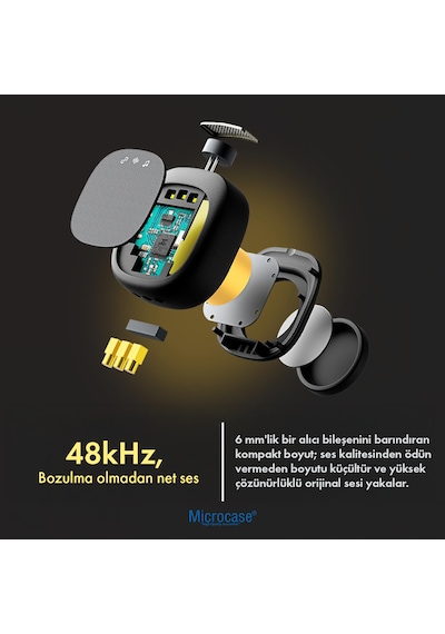 Microcase Kablosuz Çiftli Yaka Mikrofonu Seti - Şarj Kutulu Type-c Ve Lightning Uyumlu Gürültü Engelleyici Vlog Mikrofonu-al5819