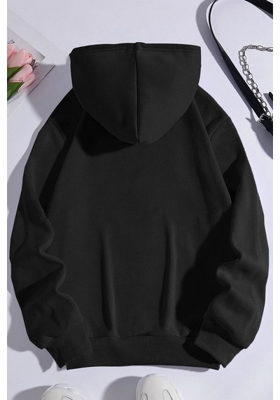 Uyguntarz Rahat Kalıp Unisex Oversize Sweatshirt siyah