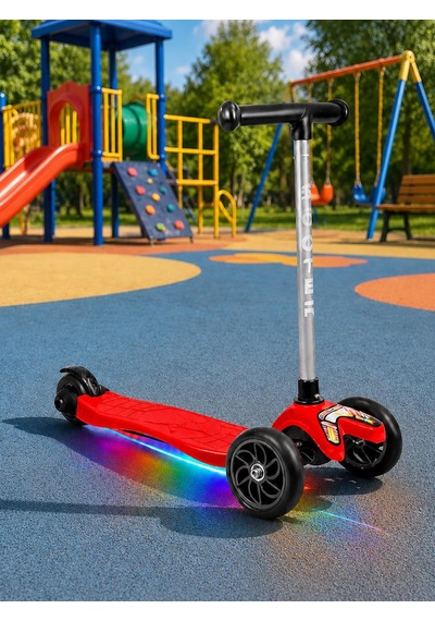 Tois Colorwase Led Işıklı 4 Kademe Ayarlanabilir 3 Tekerlekli Scooter - Kırmızı