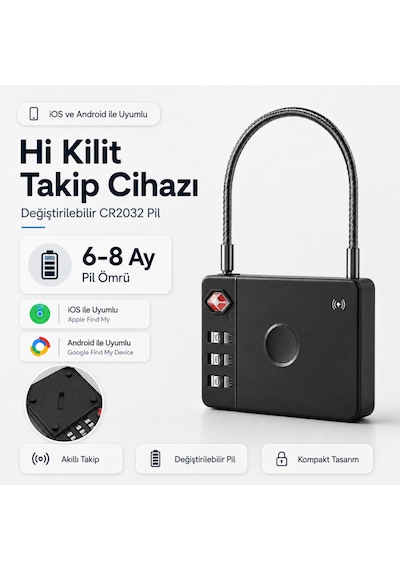 Hbb-k Hi Kilit Apple Android Uyumlu Akıllı Valiz Kilidi Siyah