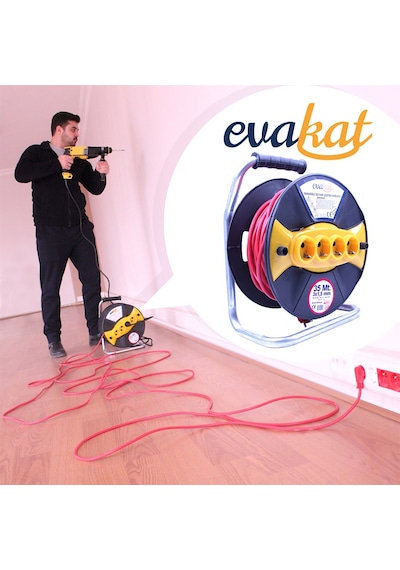 Evakat 3*2.5 20mt Sertifikalı Makaralı Uzatma Kablosu