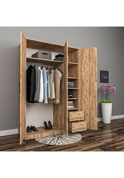Latte 3 Kapılı Gardrop Mdf Siyah Latte 3 Kapılı Gardrop Mdf Siyah