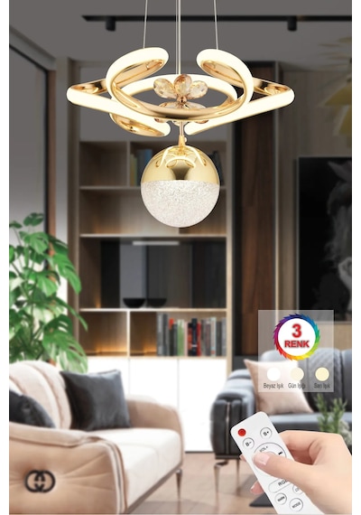 İstanbul Avize Dreon Gold 3 Renk Kumandalı Led Lüx Ledli Avize
