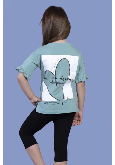 Toontoy Kids Toontoy Kız Çocuk 2'li Takım Baskılı Bisiklet Yaka Kolu Fırfırlı T-shirt & Basic Düz Crop Tayt Yeşil Toontoy Kids Toontoy Kız Çocuk 2'li Takım Baskılı Bisiklet Yaka Kolu Fırfırlı T-shirt & Basic Düz Crop Tayt Yeşil