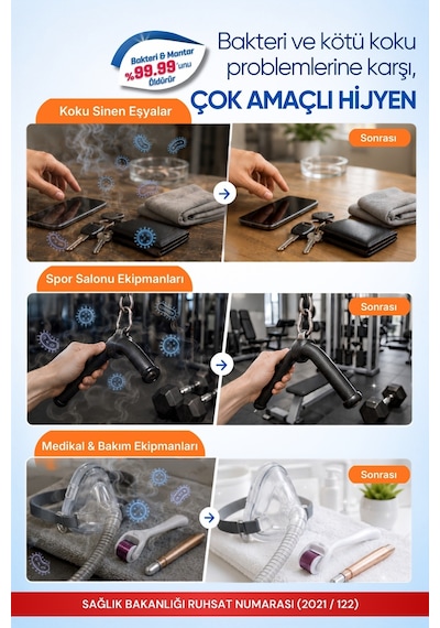 Resteril Alkolsüz Parfümsüz Hipokloröz Asit Koku Giderici Çok Amaçlı Hijyen Spreyi Seyahat Boy 100 ML