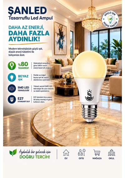 10w Tasarruflu Gün Işığı Led Ampul 2 Adet 2 Adet