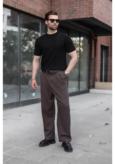 Madmext Siyah Regular Fit Bisiklet Yaka Fitilli Triko Erkek Tişört E7490 Madmext Siyah Regular Fit Bisiklet Yaka Fitilli Triko Erkek Tişört E7490