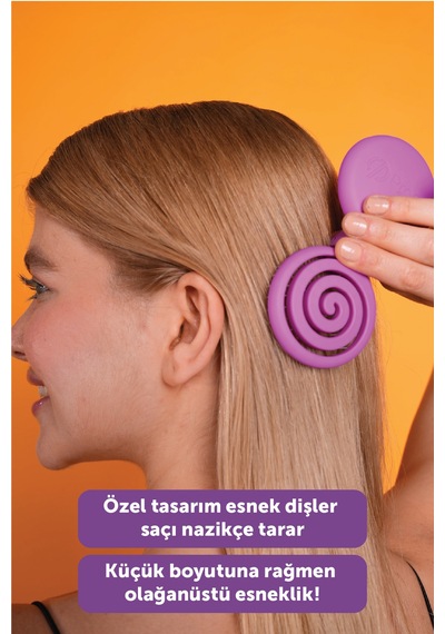 Beauty Makaron Saç Fırçası - 3d Esnek, Aynalı, Çanta Boy - Compact Detangler Yeni Sarı