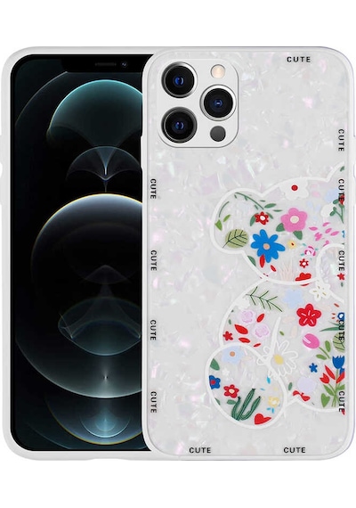 Apple iPhone 12 Pro Uyumlu Desenli Sert Silikon Klfs Mumila Kılıf-white Bear White Bear