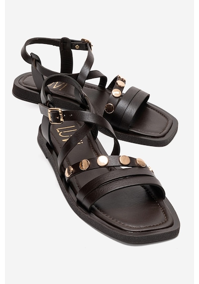 Luvishoes Poole Kahverengi Hakiki Deri Çok Bantlı Kadın Sandalet