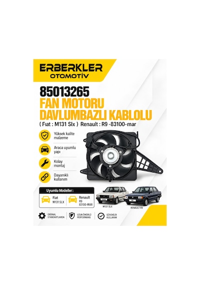85013265 Fan Motoru Davlumbazlı Kablolu Fıat : M131 Slx Renault : R9 -83100-mar - Erb1934