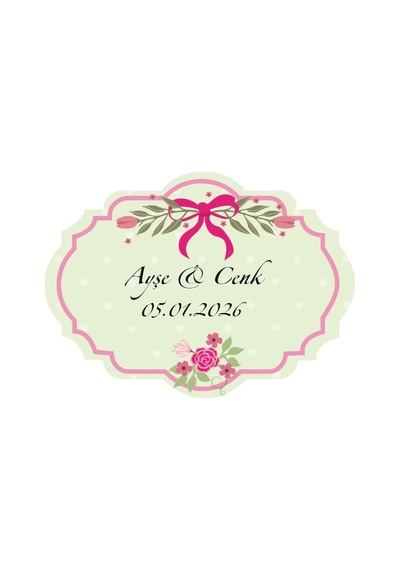 Dal Ve Yaprak Motifli Kare Mühür Kına Nişan Düğün 3x3 Cm Özel Etiket / 50 Adet Sticker Beyaz