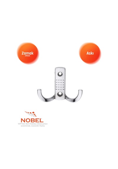Noktali Askı, Metal Vestiyer Askısı, 34 Gr, Dolap Ve Duvar Askılığı, Krom Vidalı