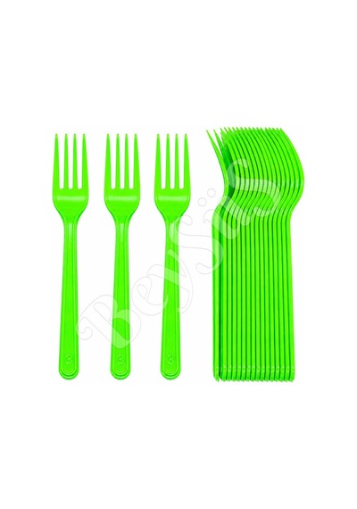 Parti Çatalı Lüks Plastik Yeşil 24 Adet