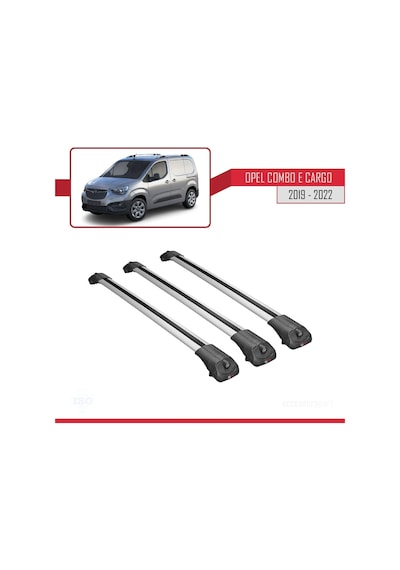 Opel Combo E Panelvan 2019-2022 Arası İle Uyumlu Ace-1 Ara Atkı Tavan Barı Gri 3 Adet Bar