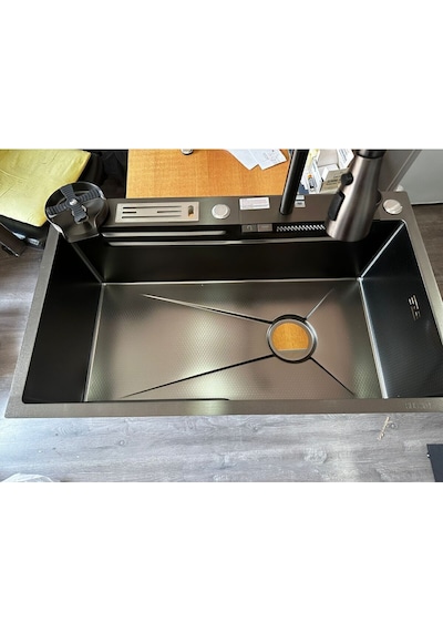 Fleko Teknolojik Akıllı Yağmurlama Armatür Kesme Tahtası 2 Tepsi 75x45x20cm Ankastre Evye Seti Hediye Li Diğer