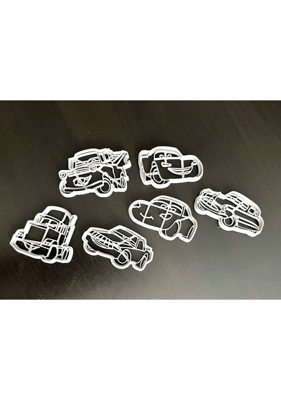 Mizaku Cars Arabalar Temalı Kurabiye Kalıbı 6'lı Set Beyaz
