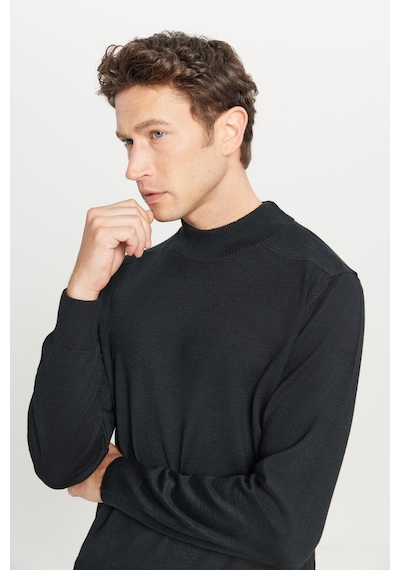 AC&Co / Altınyıldız Classics Erkek Sıyah Yünlü Standart Fit Normal Kesim Yarım Balıkçı Yaka Basic Triko Kazak SIYAH AC&Co / Altınyıldız Classics Erkek Sıyah Yünlü Standart Fit Normal Kesim Yarım Balıkçı Yaka Basic Triko Kazak SIYAH