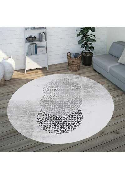 Rovigo Home Dijital Baskı Yıkanabilir Kaymaz Taban Yuvarlak Salon Halısı RVG7314-SD392 Çok Renkli