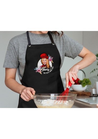 Bk Gift Kişiye Özel Anneler Günü Karikatürlü Profesyonel Siyah Mutfak Önlüğü, Aşçı Önlüğü, Şef Önlüğü, Arkadaşa -8 Açık Gri