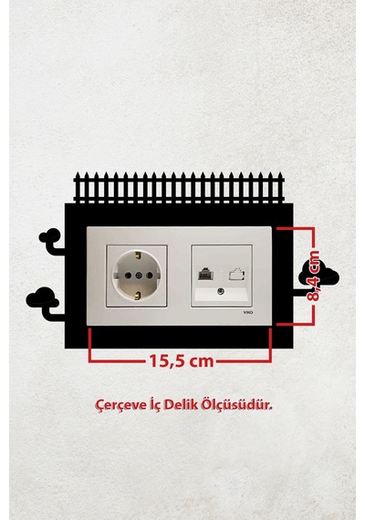 Çit Deve Tasarım 2li Priz Çerçevesi İç Ölçü 15,5x8,4 Cm 2li Dekoratif Priz Çerçeve