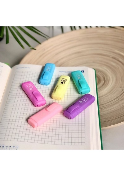 Mini Fosforlu Kalem 6'lı Öğrenci Işaretleme Kalemi - Pastel Renkler Ho0184 Çok Renkli