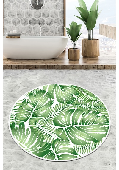 Pied Çap Banyo Halısı Djt 100x100 cm, Banyo Halısı , Banyo paspası yıkanabilir Yeşil