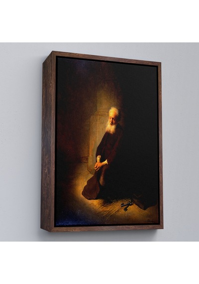 Çerçeveli Rembrandt Van Rijn - Hapishanedeki Havari Aziz Peter Diz Çökmüş Tablo-7410
