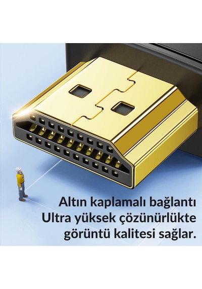 Polham Jasoz Altın Kaplama 2 Metre Hd Series 120hz 8k Hdmı To Hdmı 2.1v Hdmı Kablosu Görüntü Aktarım Kablosu