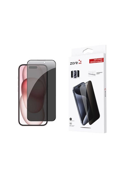 Apple Uyumlu iPhone 15 Zore Anti-dust Privacy Temperli Ekran Koruyucu