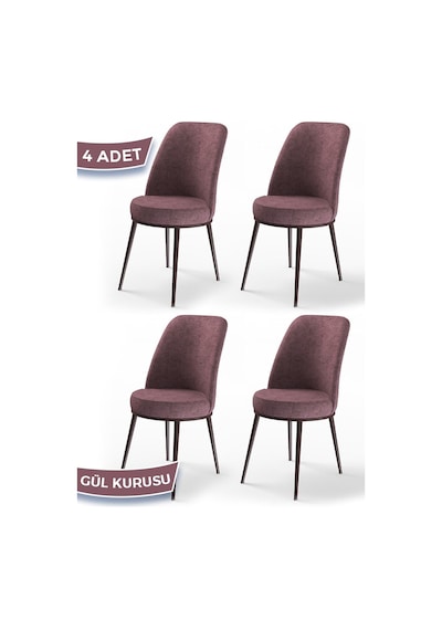Canisa Concept Dexa Serisi Gülkurusu Renk 4 Adet Sandalye, Renk Gülkurusu, Ayaklar Kahverengi Gül Kurusu