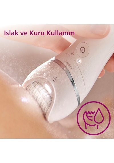 Philips BRE710/05 Epilatör (Yüz+Koltuk alti+Bikini Bölgesi+Bacak)Islak-Kuru,Işıklı,Kablosuz