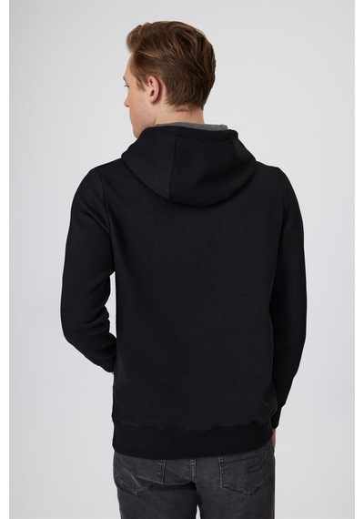 Lee Cooper Tess Erkek Kapüşonlu Sweatshırt Siyah-15423 Siyah