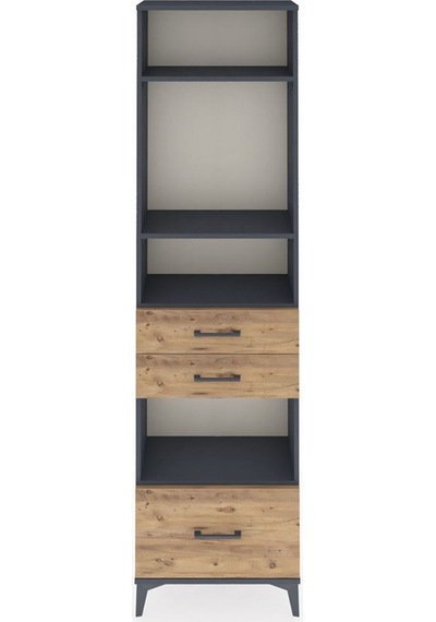 Arges Dolap 4 Raflı 3 Çekmeceli 60x30x221 Antrasit-çam Antrasit