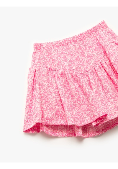 Koton Beli Lastikli Desenli Şort Etek Pembe Desenli 5skg40212ak Pembe Desenli