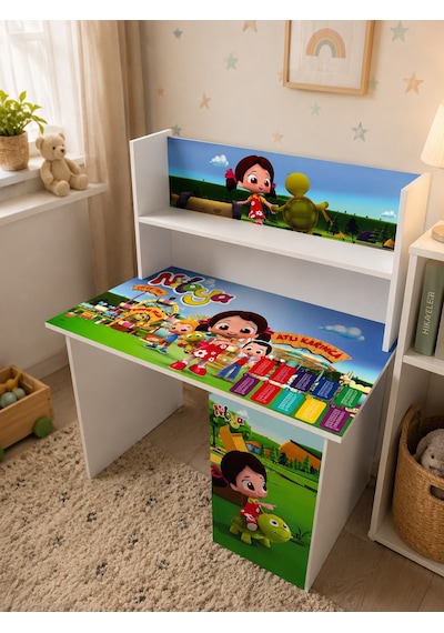 Nur Mobilya Renkli Çalışma Masası Niloya Temalı Çok Renkli