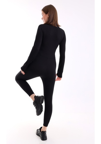 Winmoda34 Kadın Dalgıç Polarlı Likralı Spor Günlük Tulum Önden Fermuar Detaylı Uzun Kol Parmak Geçmeli Model Siyah Winmoda34 Kadın Dalgıç Polarlı Likralı Spor Günlük Tulum Önden Fermuar Detaylı Uzun Kol Parmak Geçmeli Model Siyah