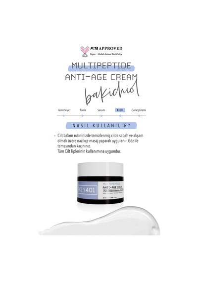 Skin401 Multipeptit Bakuchiol Vegan Retinol Yaşlanma Ve Kırışıklık Karşıtı Krem 50ml