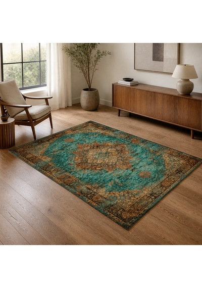 Kartela Halı Melo Halı Jüt Taban Dokuma Halı Yeşil - 120 X 180 Cm