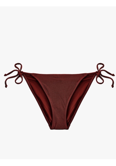 Koton Yanları Bağlamalı İpli Dokulu Bikini Altı Kahverengi 6sak00011mm