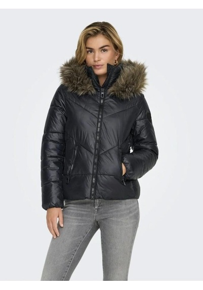 Only 15322003 Onlfever Short Puffer Black Kadın Mont Siyah