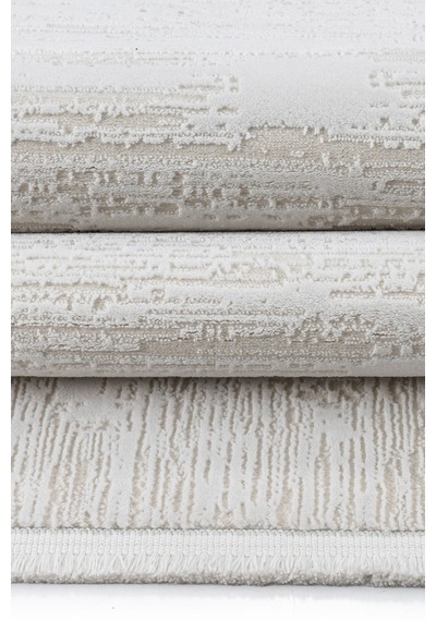 Distressed Pattern Eskitme Pamuk Tabanlı Salon - Oturma Odası Krem Renk Halı Krem