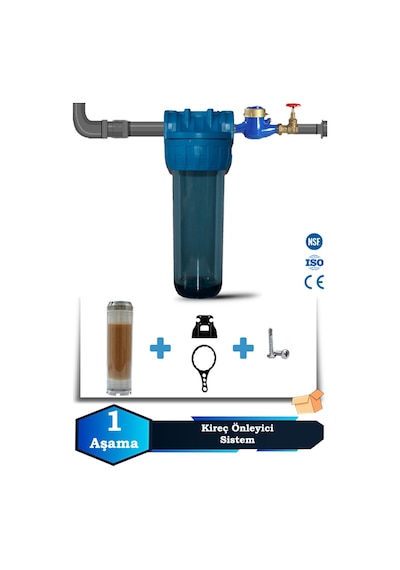 Sumarkt Atlantis Daire Bina Girişi 10 İnch 1 Aşama Su Arıtma Yumuşatma Cihazı Kireç Önleyici Yumuşatma Set