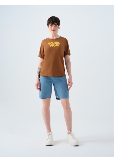 Regular Fit Kadın Tshirt K.kol Kahverengi