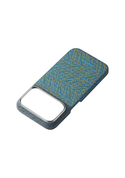 Apple Uyumlu iPhone 18 Pro Max Kılıf M-safe Özellikli Aramid Karbon Fiber Wind Over Wheat Serisi Kapak Mavi