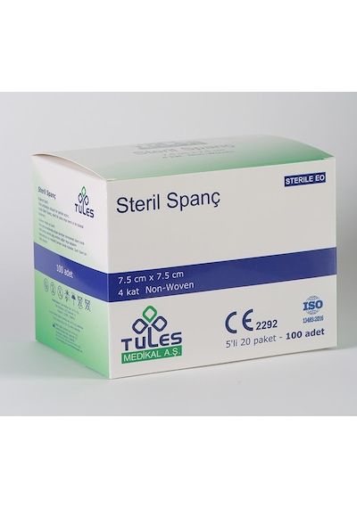 Tules 7.5 Cm X 7.5 Cm Steril Non-Woven Spanç